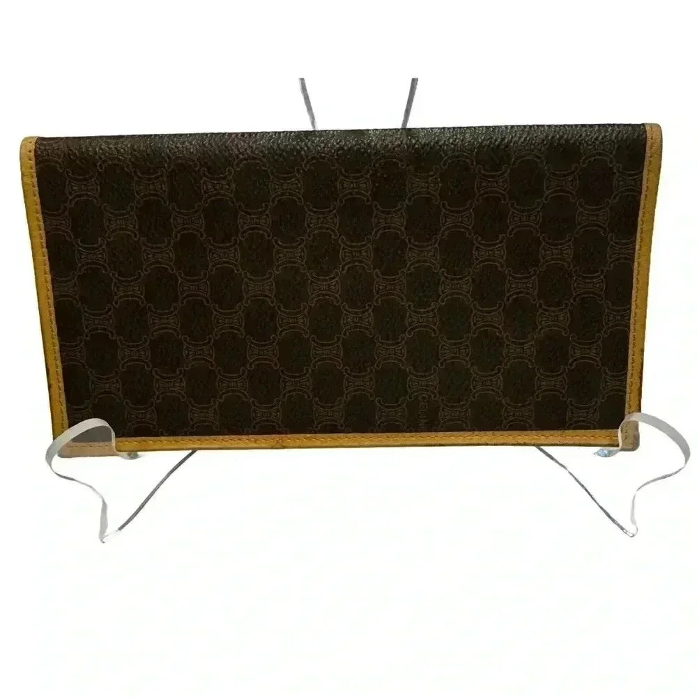 Celine Wallet Long Bi Fold Wallet Macadam Brown Woman unisex